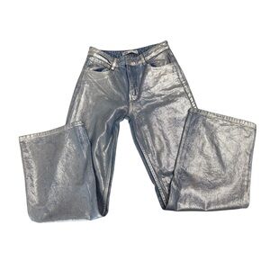 Zara Silver FoiledStraight Leg Women's Jeans. No tags, but never worn